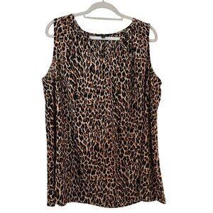 Lane Bryant Womens Tank Leopard Print Size 18 Blouse Sleeveless